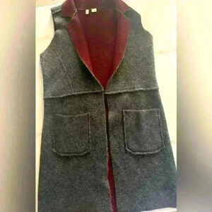 Moth women’s longline open front sweater vest with notched color size M/L
